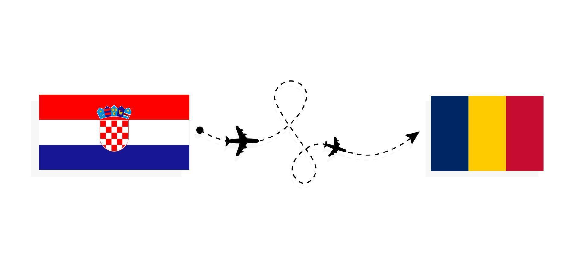 voo e viagem da croácia para o chade pelo conceito de viagens de avião de passageiros vetor