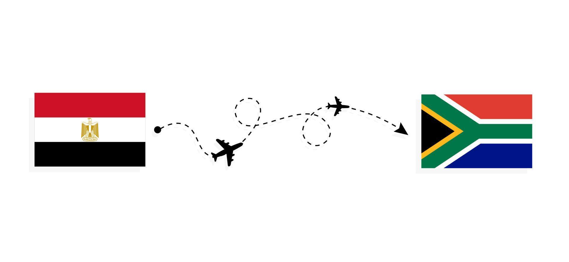 voo e viagem do Egito para a África do Sul pelo conceito de viagens de avião de passageiros vetor