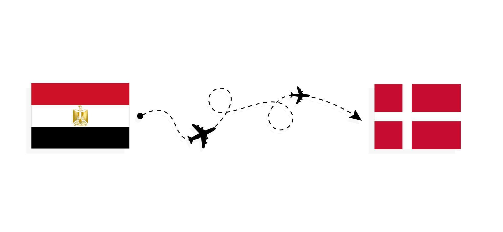 voo e viagem do Egito para a Dinamarca pelo conceito de viagens de avião de passageiros vetor