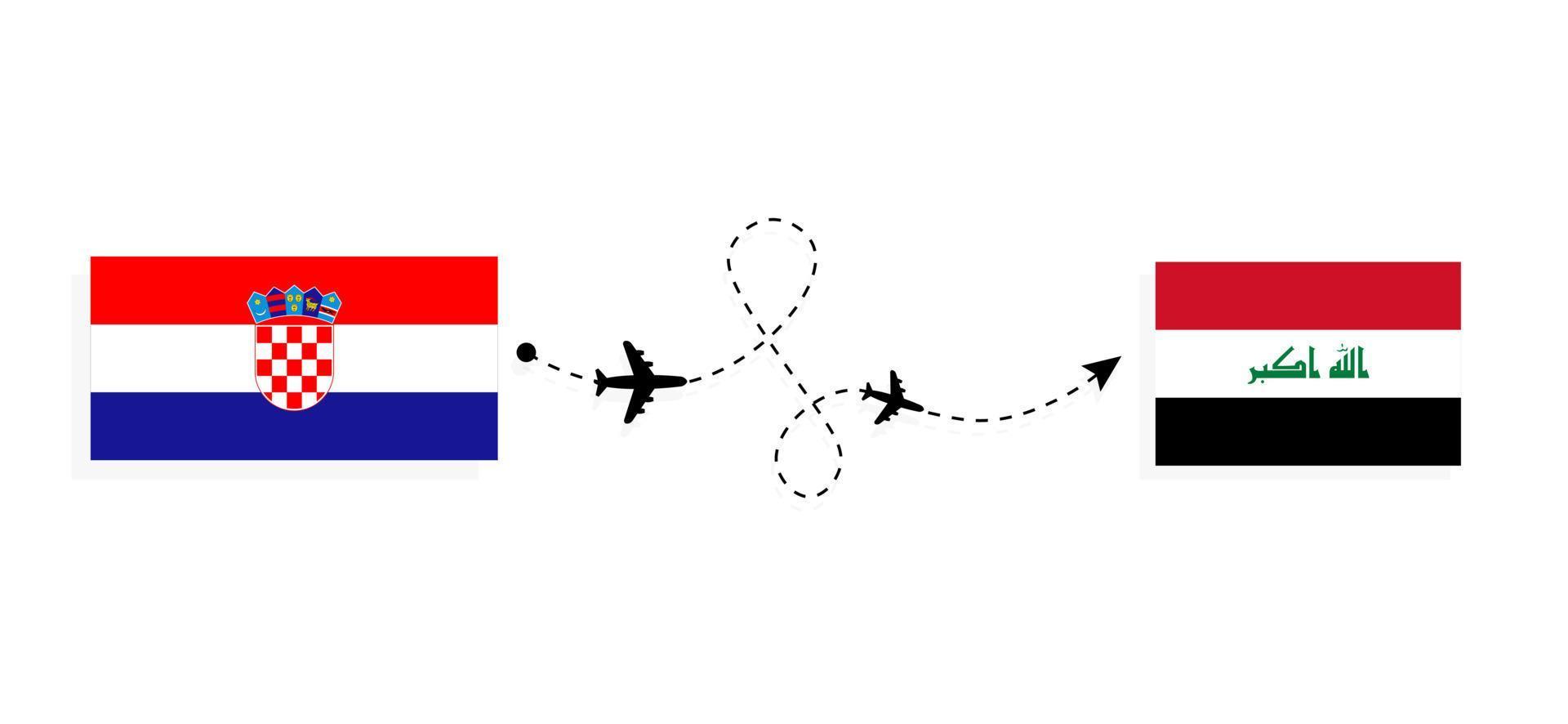 voo e viagem da croácia para o iraque pelo conceito de viagens de avião de passageiros vetor