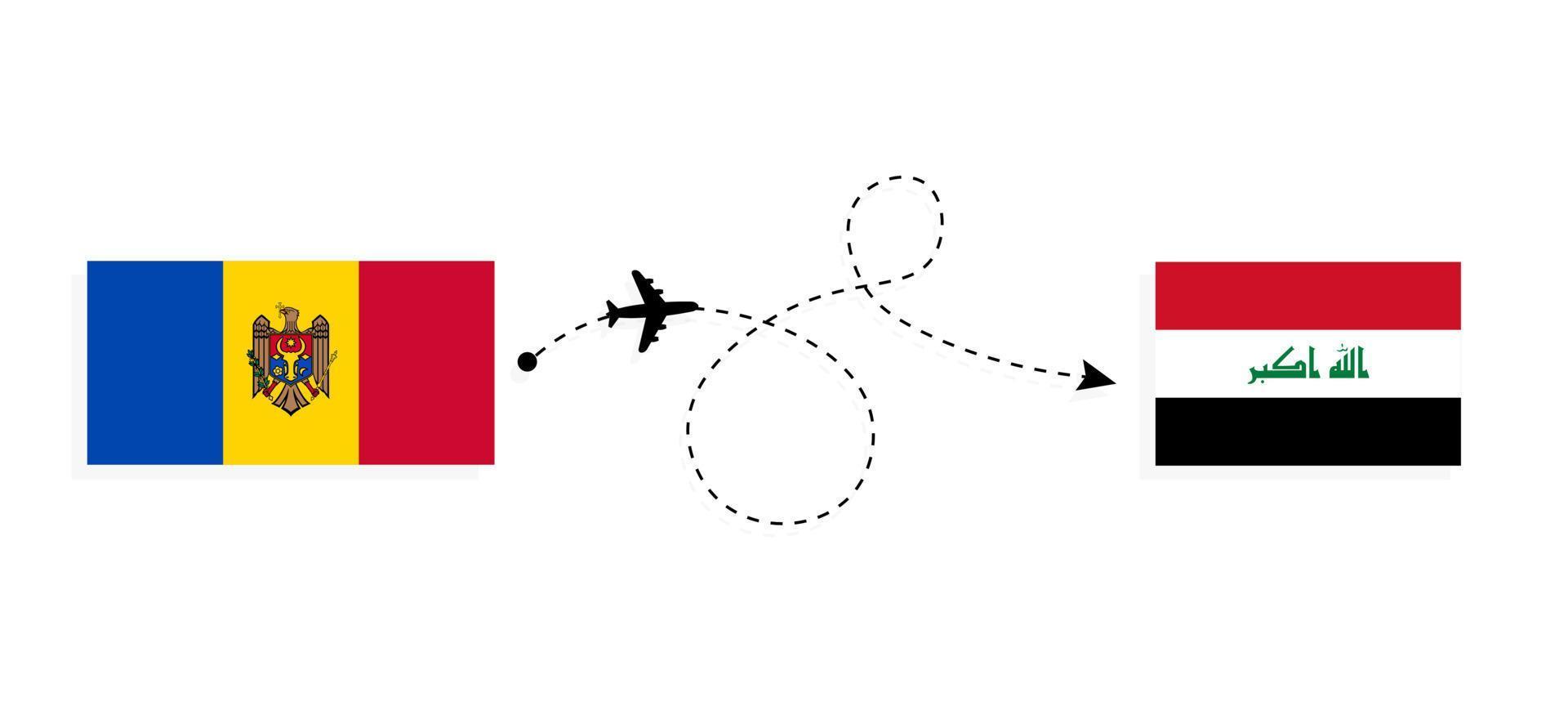 voo e viagem da moldávia para o iraque pelo conceito de viagem de avião de passageiros vetor