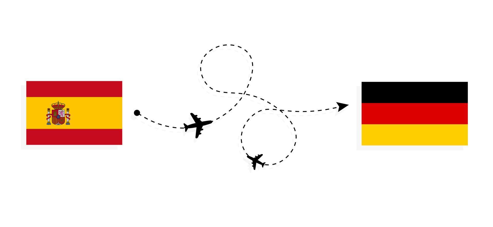 voo e viagem da espanha para a alemanha pelo conceito de viagem de avião de passageiros vetor