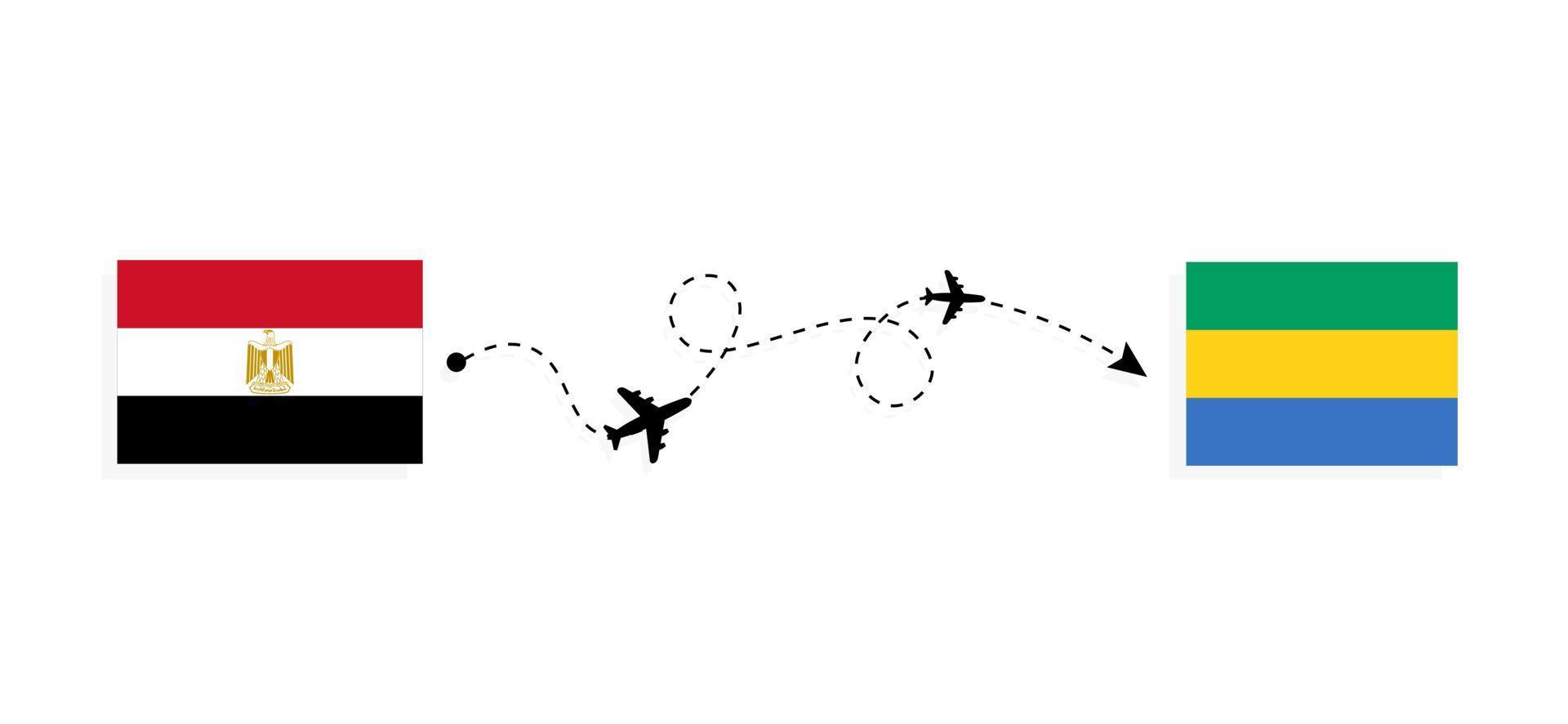 voo e viagem do Egito para o Gabão pelo conceito de viagens de avião de passageiros vetor