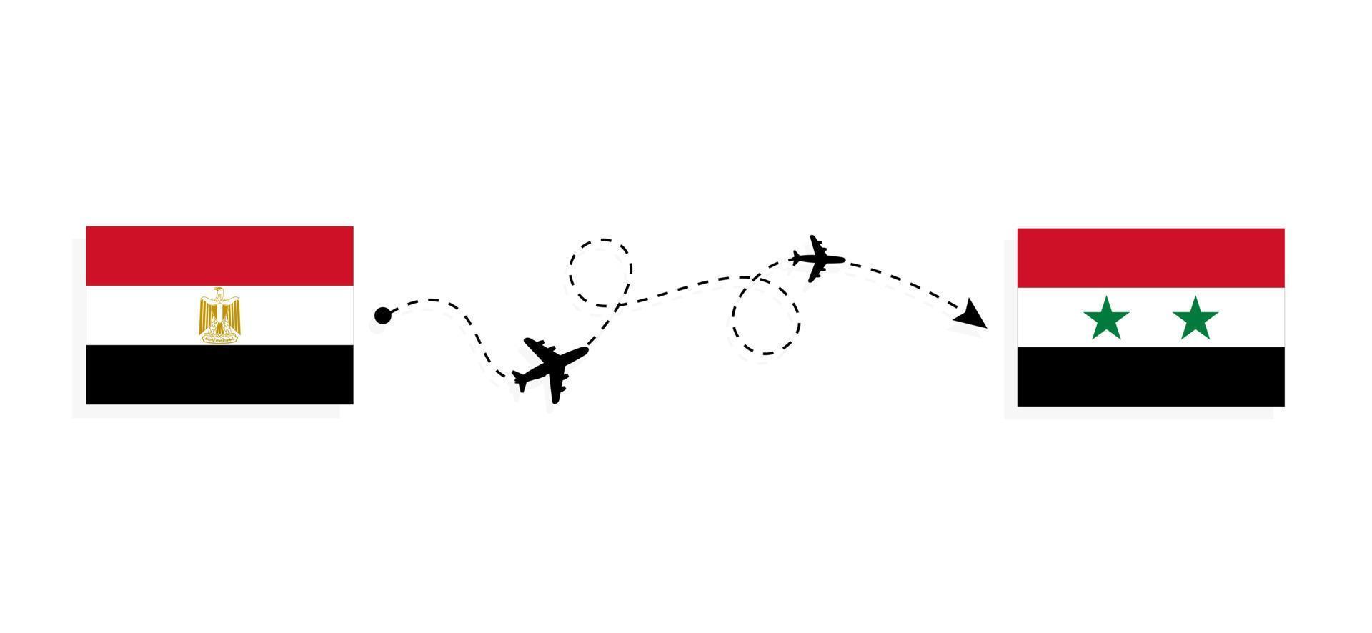 voo e viagem do Egito para a Síria pelo conceito de viagens de avião de passageiros vetor