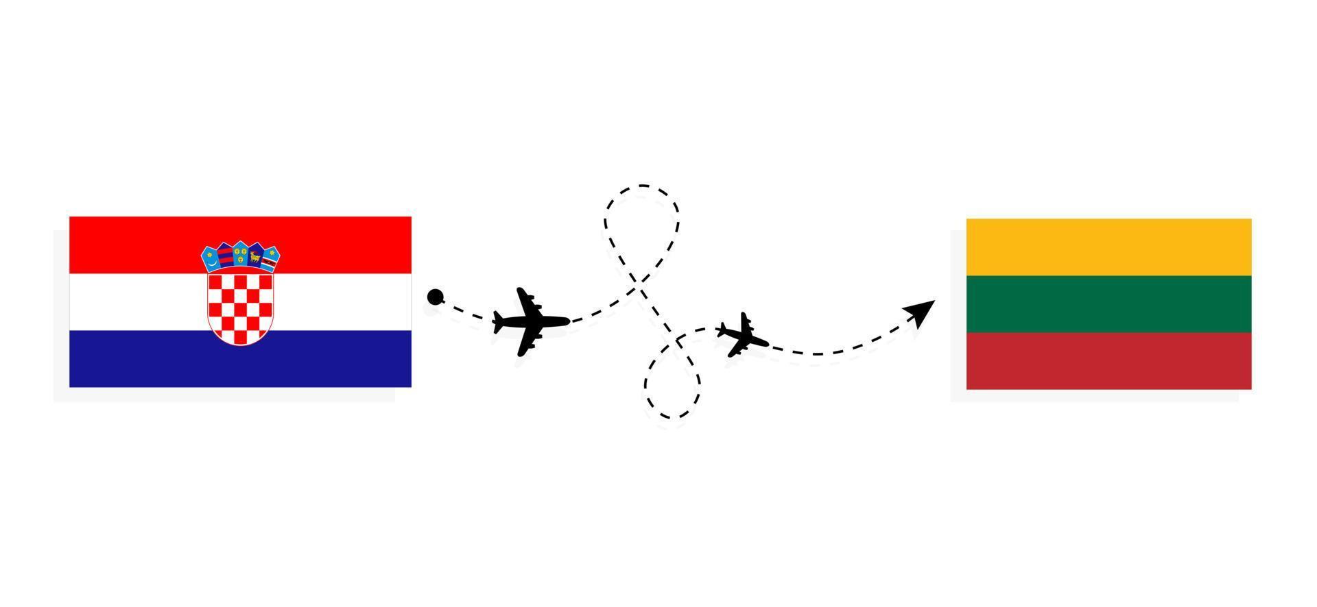 voo e viagem da Croácia para a Lituânia pelo conceito de viagem de avião de passageiros vetor