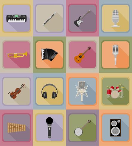 itens de música e ilustração em vetor ícones plana equipamento