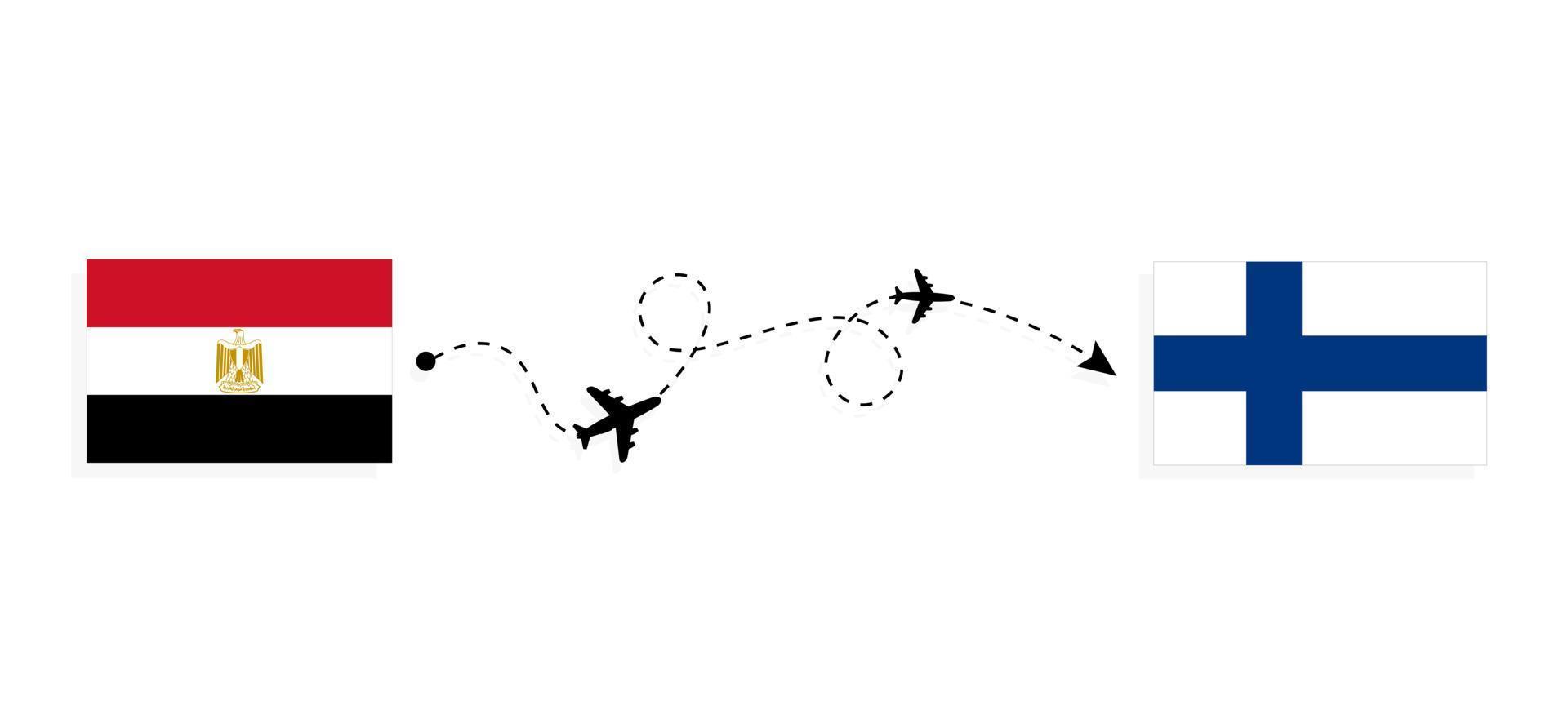 voo e viagem do Egito para a Finlândia pelo conceito de viagens de avião de passageiros vetor