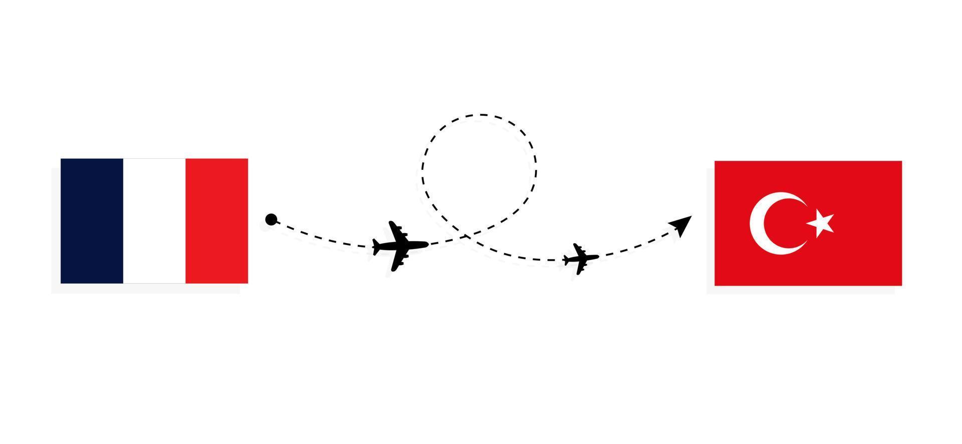 voo e viagem da frança para a turquia pelo conceito de viagem de avião de passageiros vetor