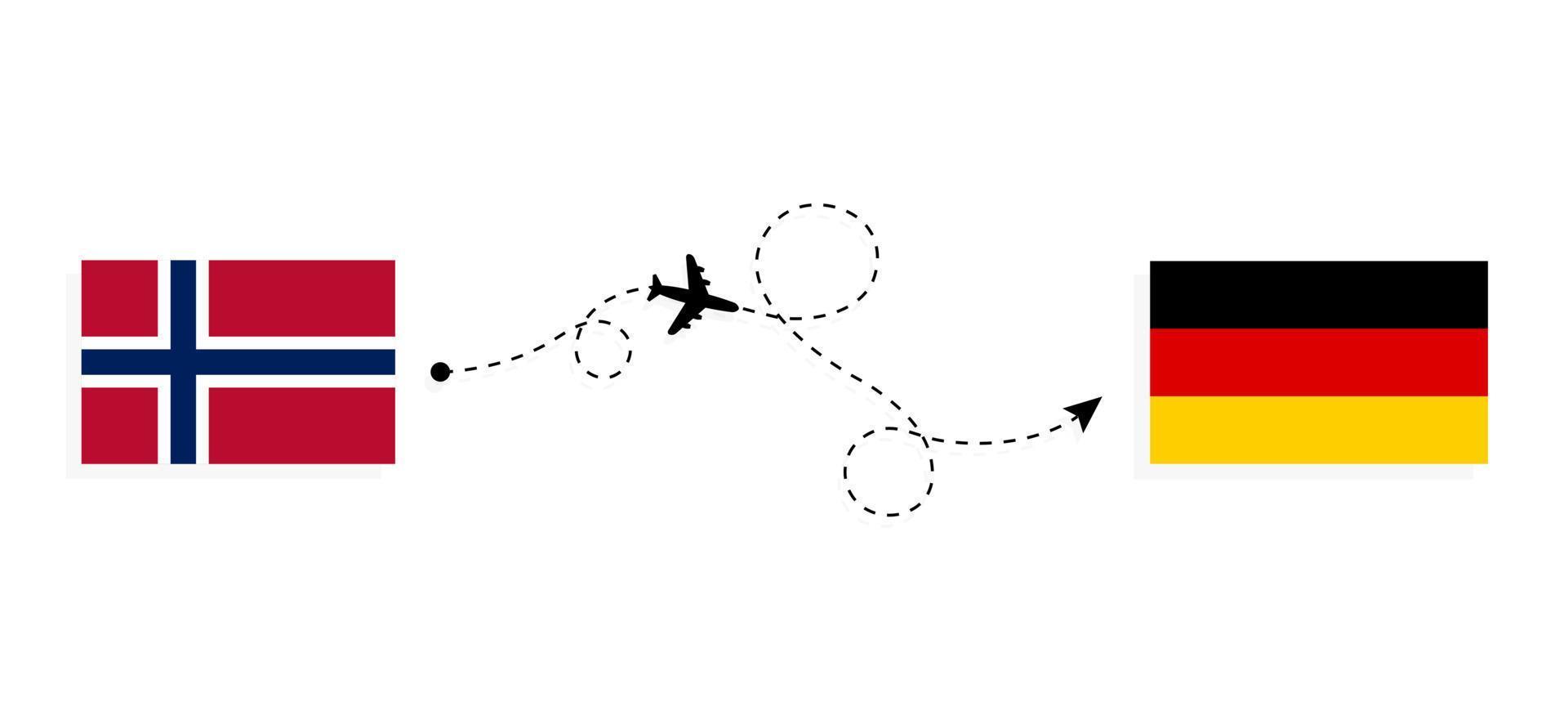 voo e viagem da noruega para a alemanha pelo conceito de viagem de avião de passageiros vetor