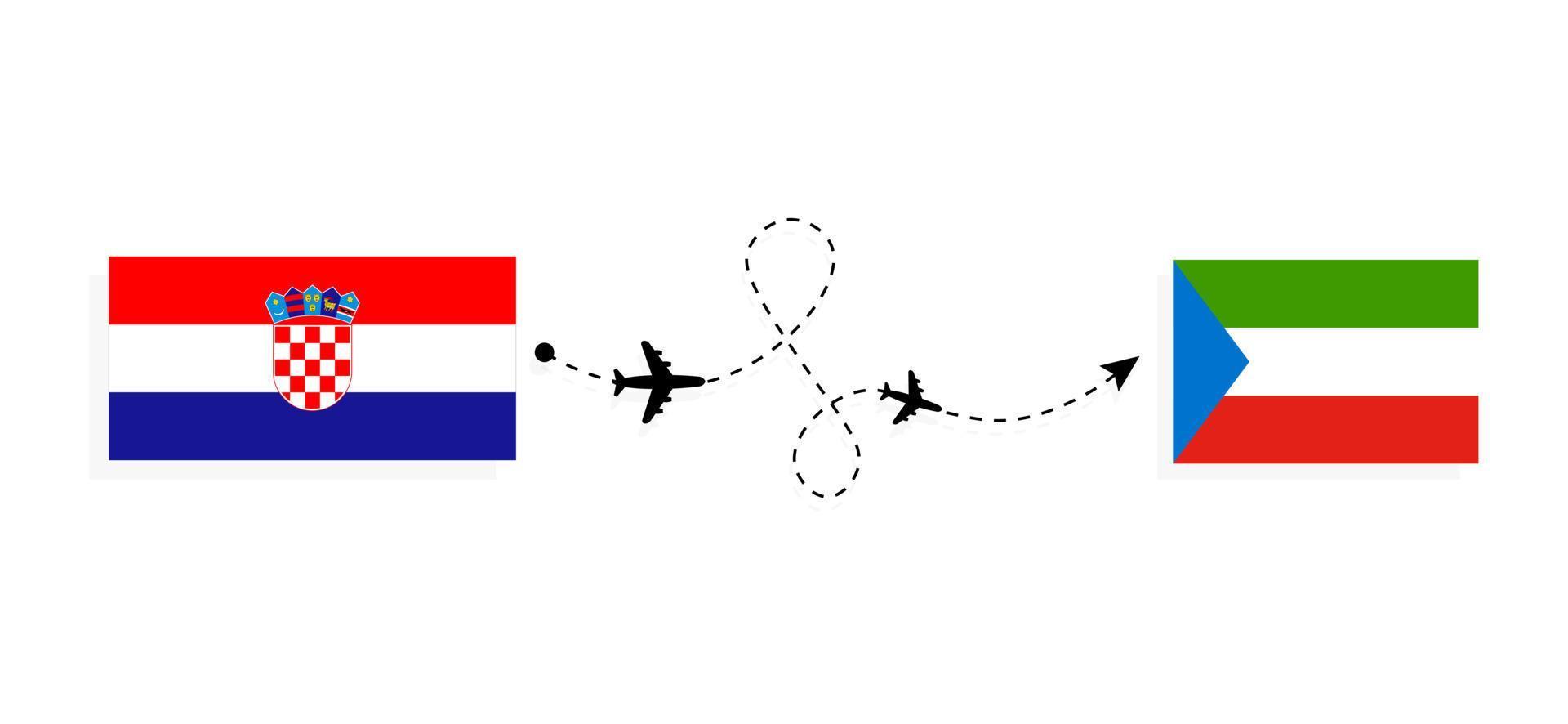 voo e viagem da croácia para a guiné equatorial pelo conceito de viagens de avião de passageiros vetor