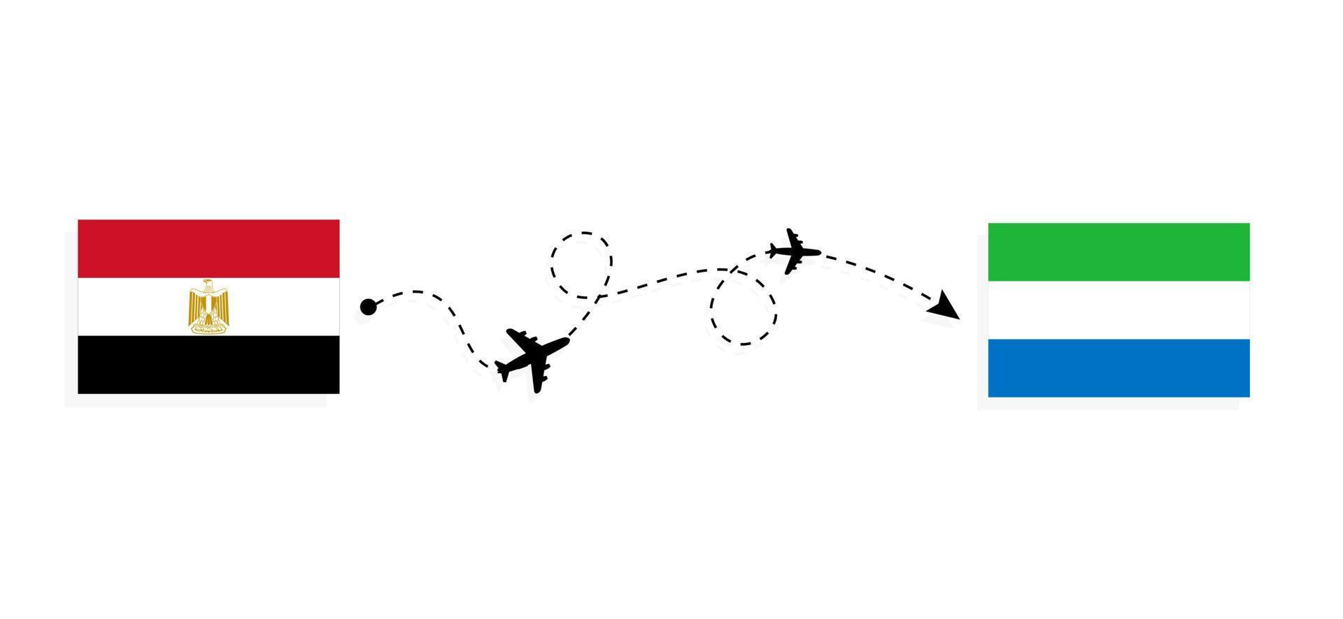 voo e viagem do egito para serra leoa pelo conceito de viagens de avião de passageiros vetor