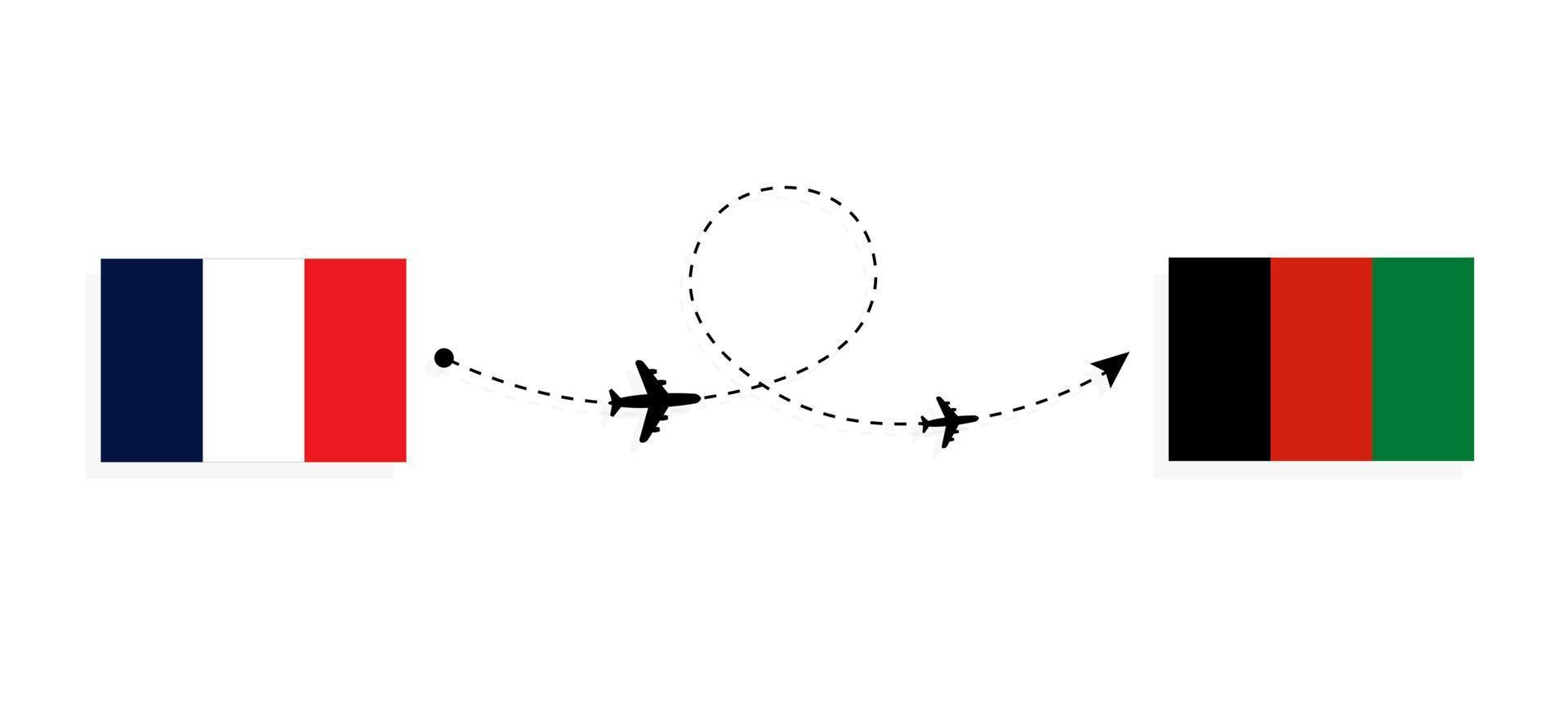 voo e viagem da frança para o afeganistão pelo conceito de viagens de avião de passageiros vetor