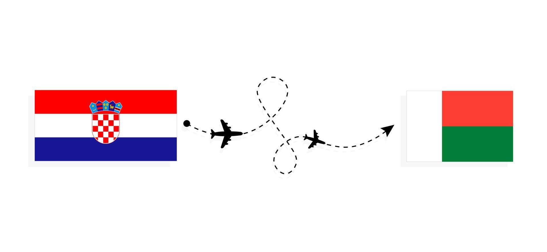 voo e viagem da croácia para madagascar pelo conceito de viagens de avião de passageiros vetor