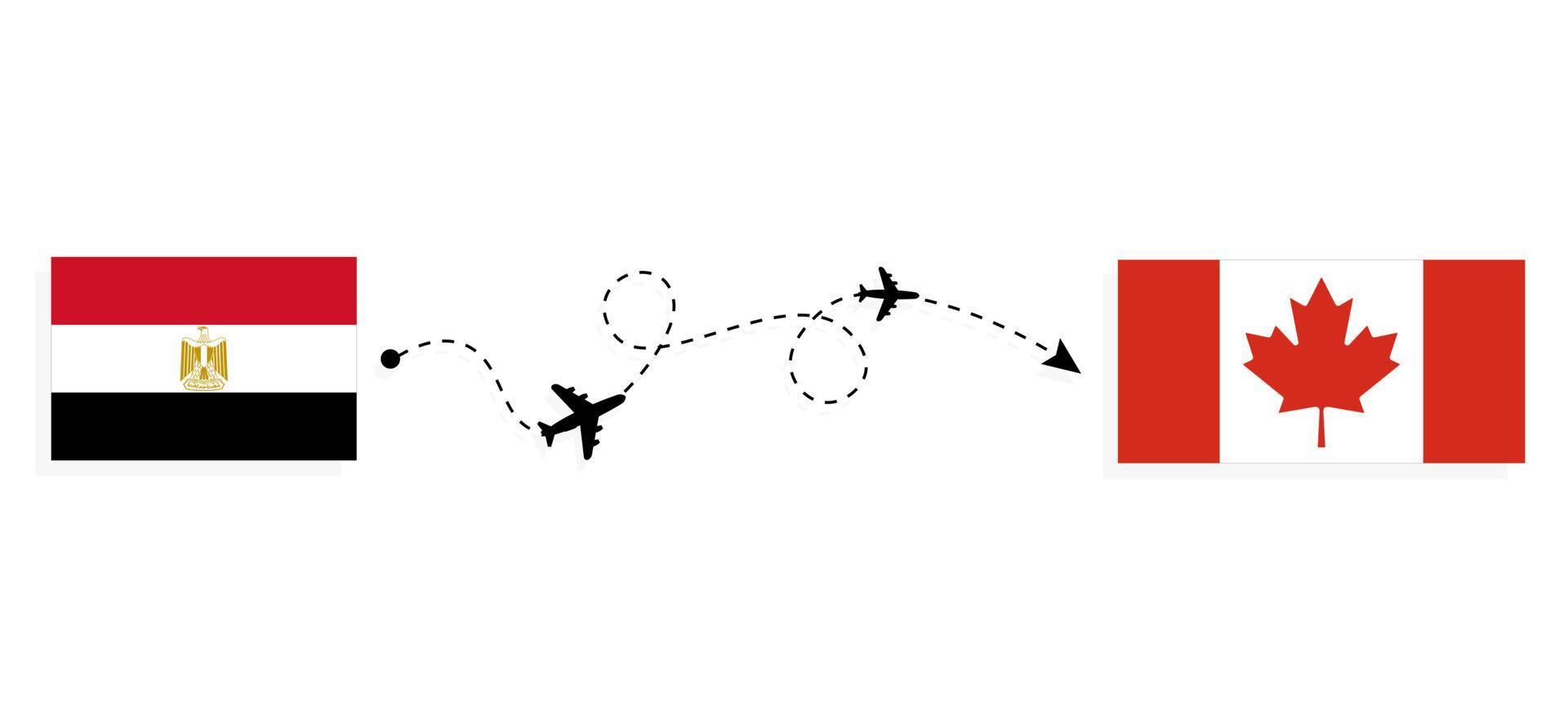 voo e viagem do Egito para o Canadá pelo conceito de viagens de avião de passageiros vetor