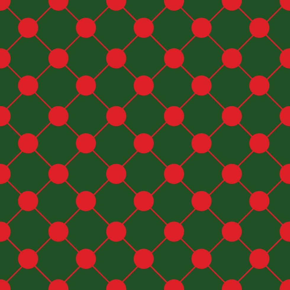 fundo verde da grade do tabuleiro de xadrez de bolinhas vermelhas vetor