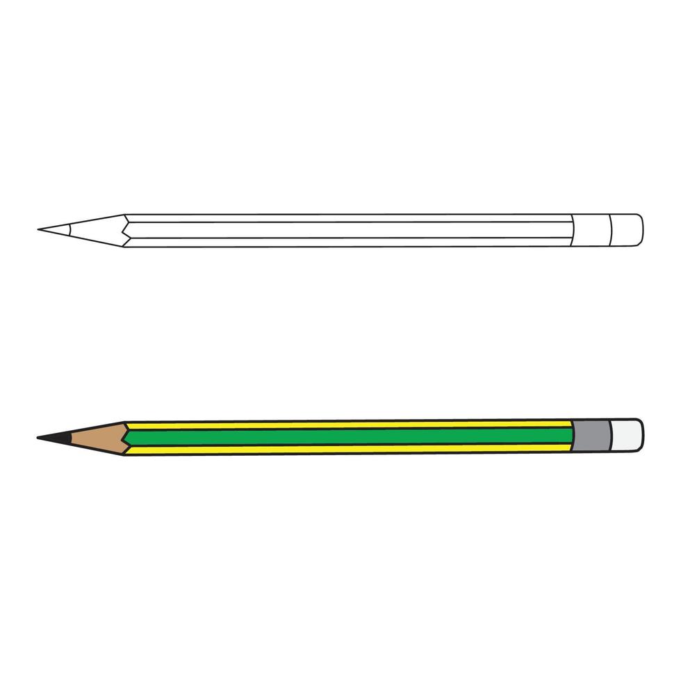 lápis de madeira e contorno. ilustração vetorial. vetor