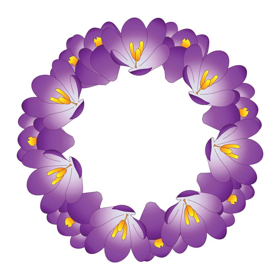 coroa de flores de açafrão roxo vetor