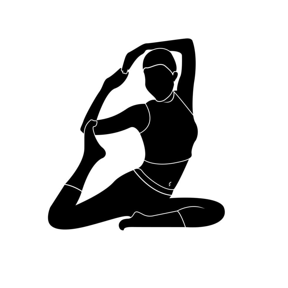 mulheres fazendo silhueta vetorial de ioga vetor