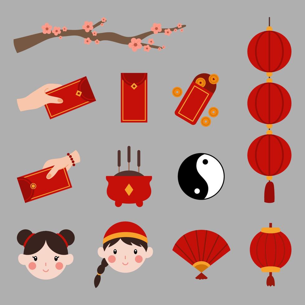ilustração de elemento de ano novo chinês vetor