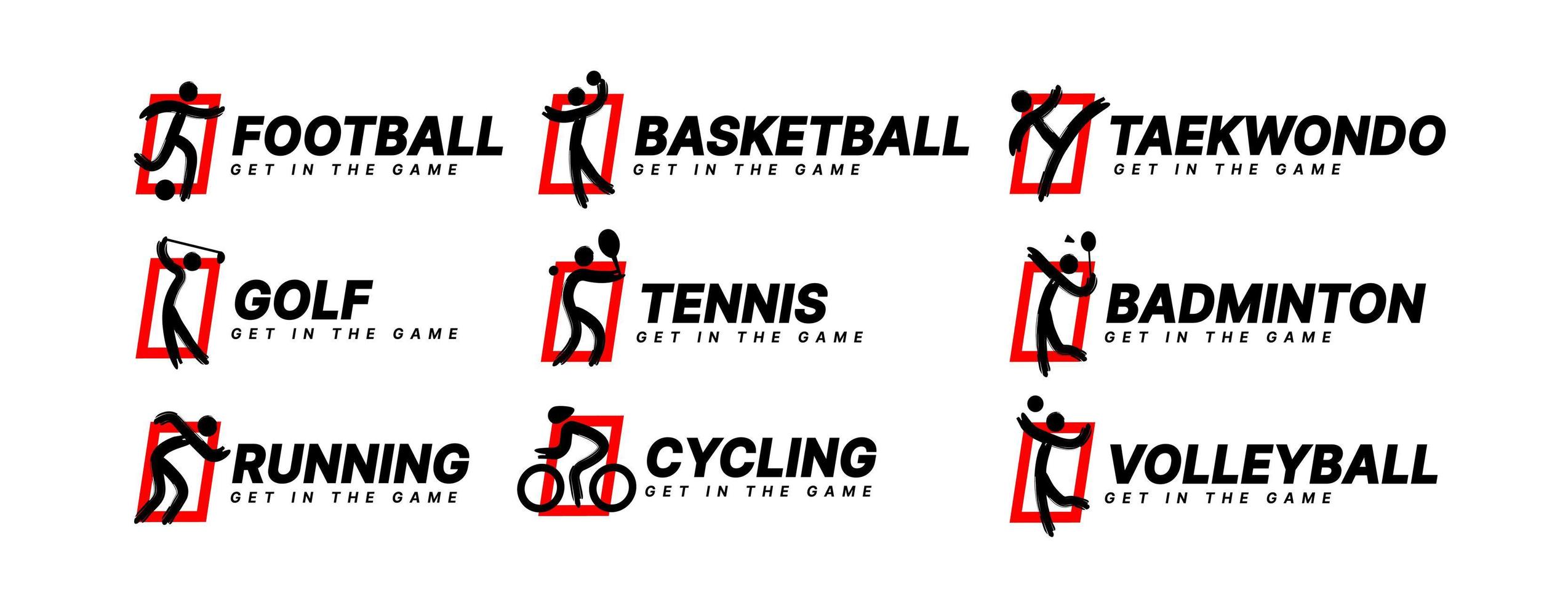 conjunto de torneio de ícones do esporte, conceito de logotipo do clube de esporte. ilustrações vetoriais de design de símbolo esportivo abstrato vetor