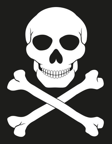 ilustração do vetor de caveira e ossos cruzados de pirata
