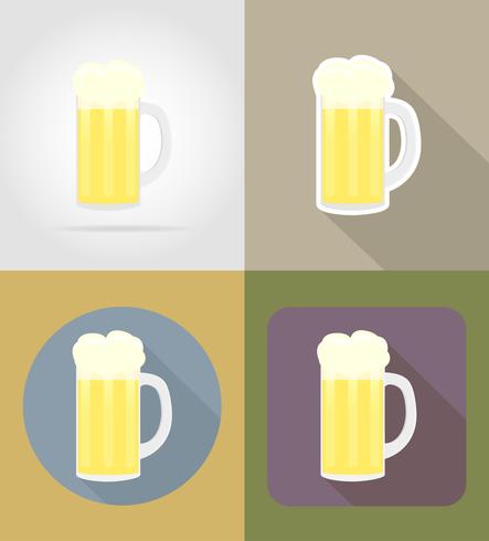 objetos de vidro de cerveja e equipamentos para a ilustração do vetor de comida