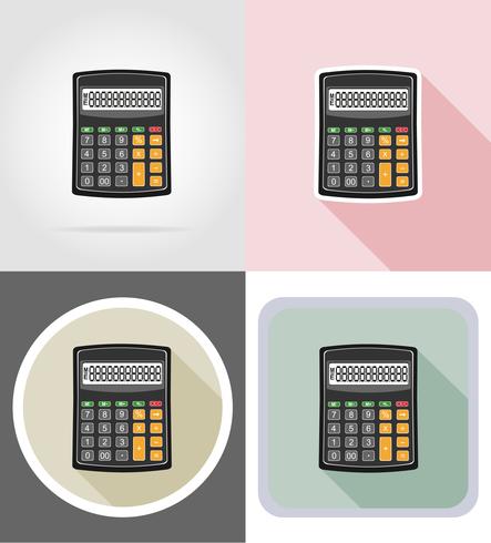 equipamento de papelaria calculadora definir ilustração em vetor ícones plana