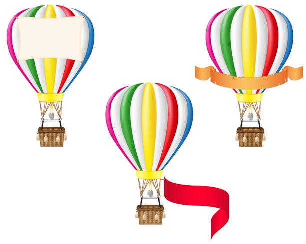 balão de ar quente e ilustração em vetor banner em branco