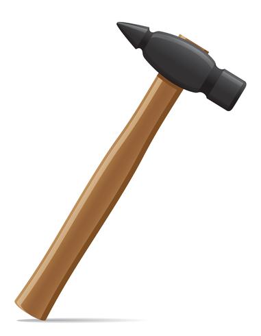 martelo de ferramenta com ilustração vetorial de punho de madeira vetor