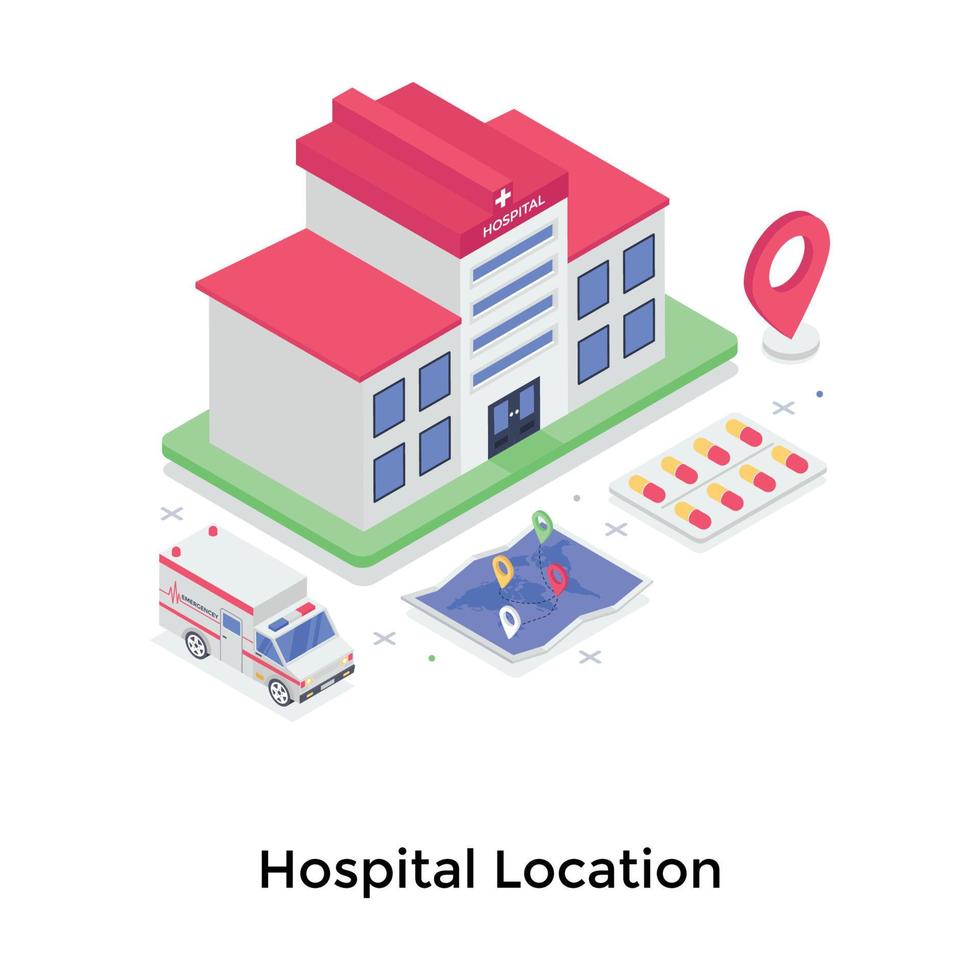 conceitos de localização de hospital vetor