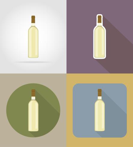 objetos de garrafa de vinho e equipamentos para a ilustração vetorial de comida vetor
