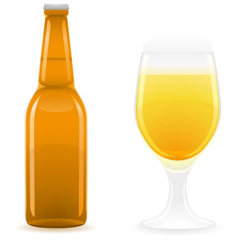 garrafa de cerveja e ilustração vetorial de vidro vetor