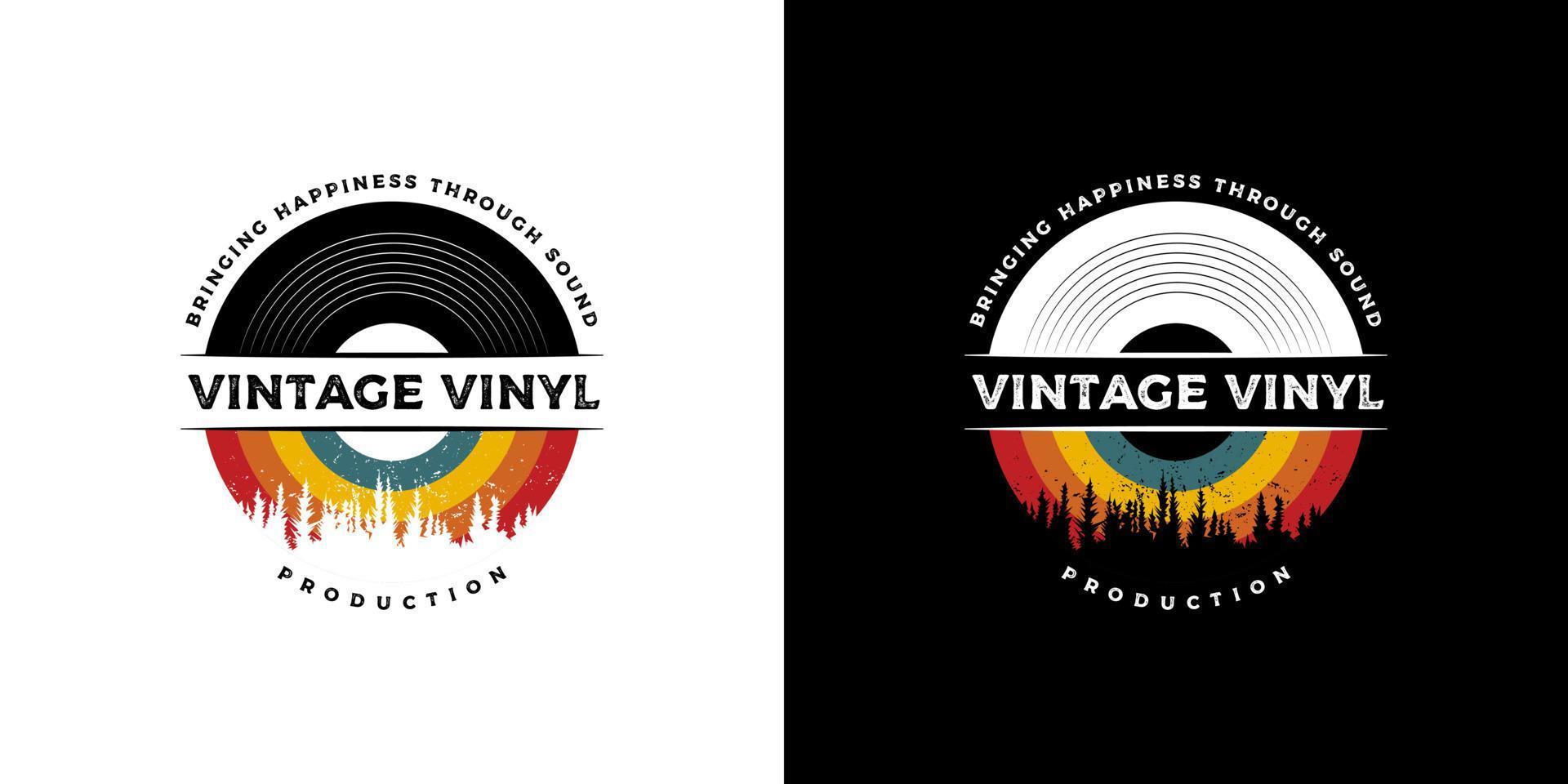 emblema retrô vintage, carimbo, etiqueta, adesivo e logotipo de disco de vinil de crachá vetor