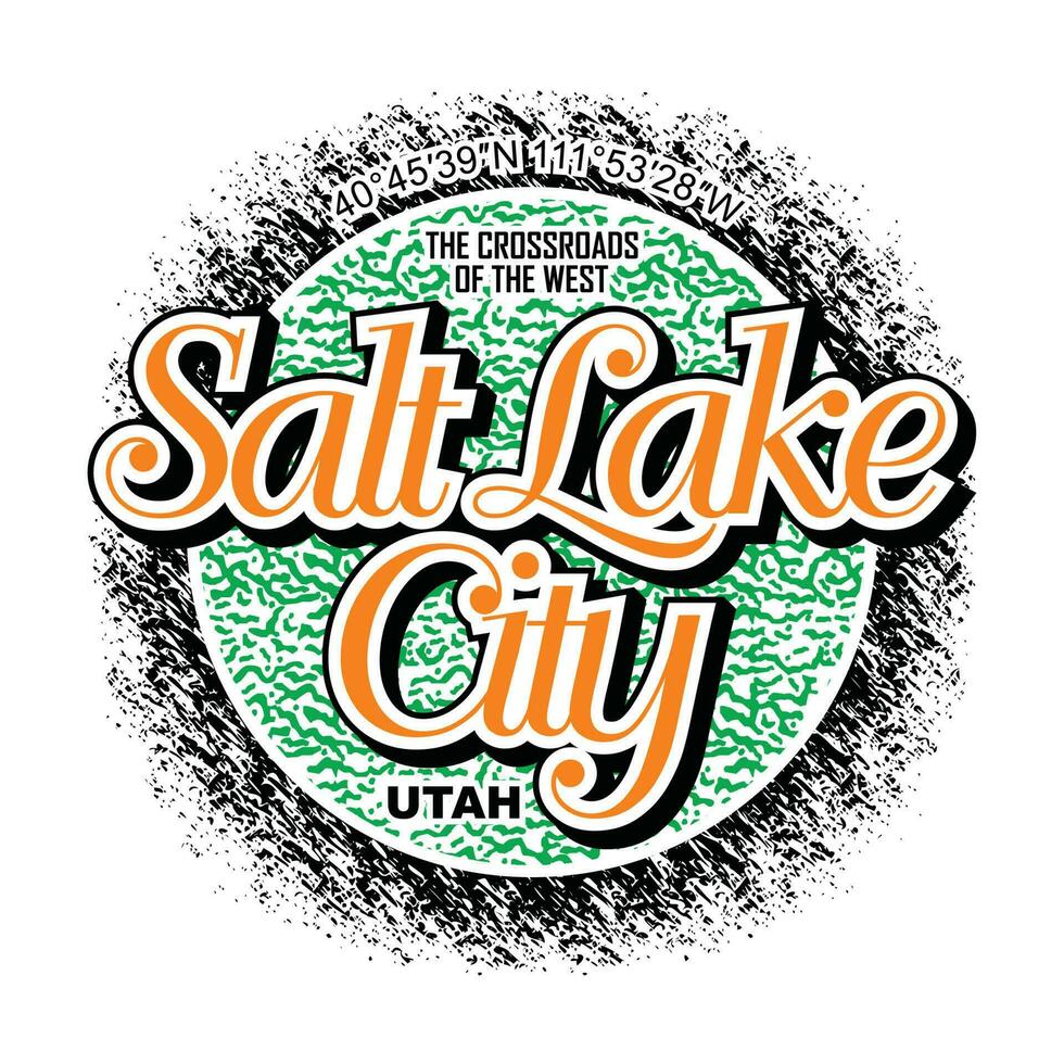 Salt Lake City letras mãos tipografia design gráfico em ilustração vetorial. vetor