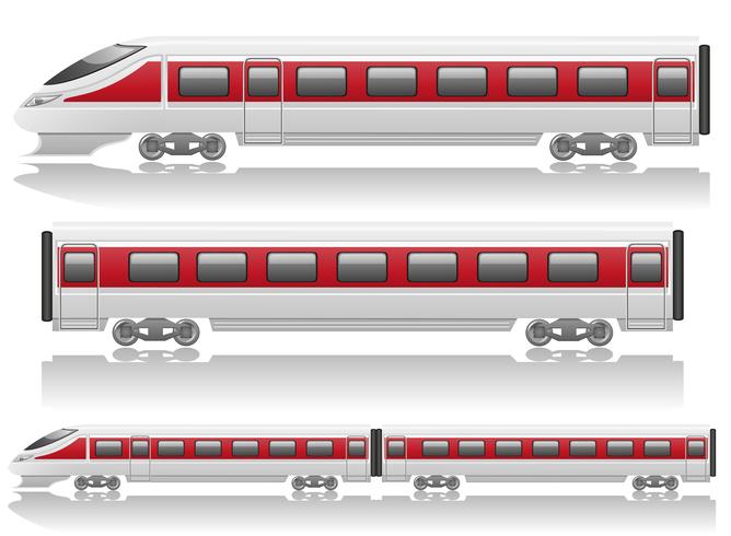 locomotiva de trem de velocidade e ilustração vetorial de vagão vetor