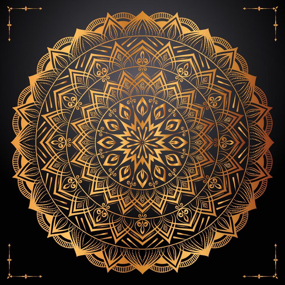 estilo étnico de fundo de mandala de ouro de luxo para festivais islâmicos e cartão de convite vetor