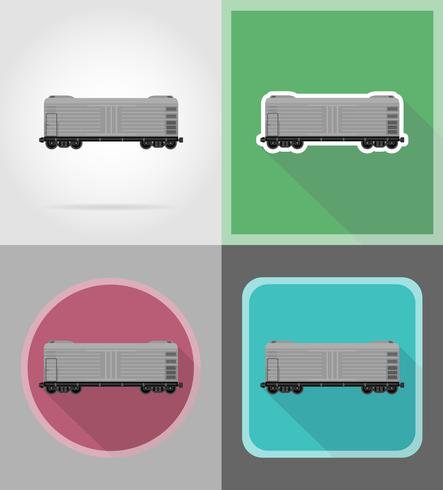 ilustração em vetor ícones transporte ferroviário carruagem plana