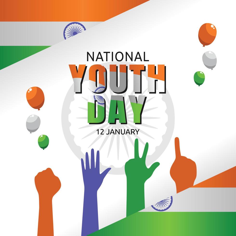 ilustração em vetor dia nacional da juventude índia.