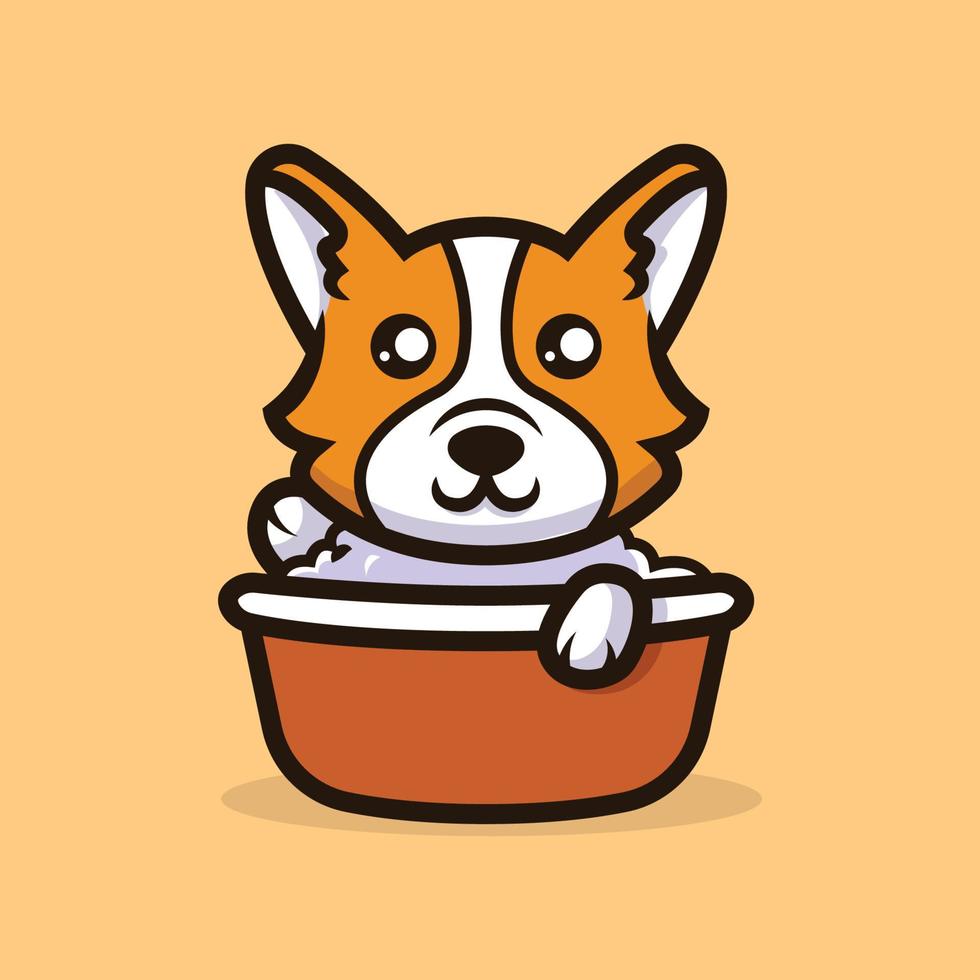 vetor de ilustração de mascote de cachorro corgi fofo