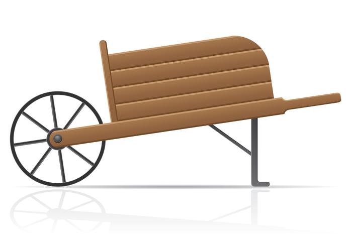 ilustração em vetor carrinho de mão velho jardim de madeira retrô