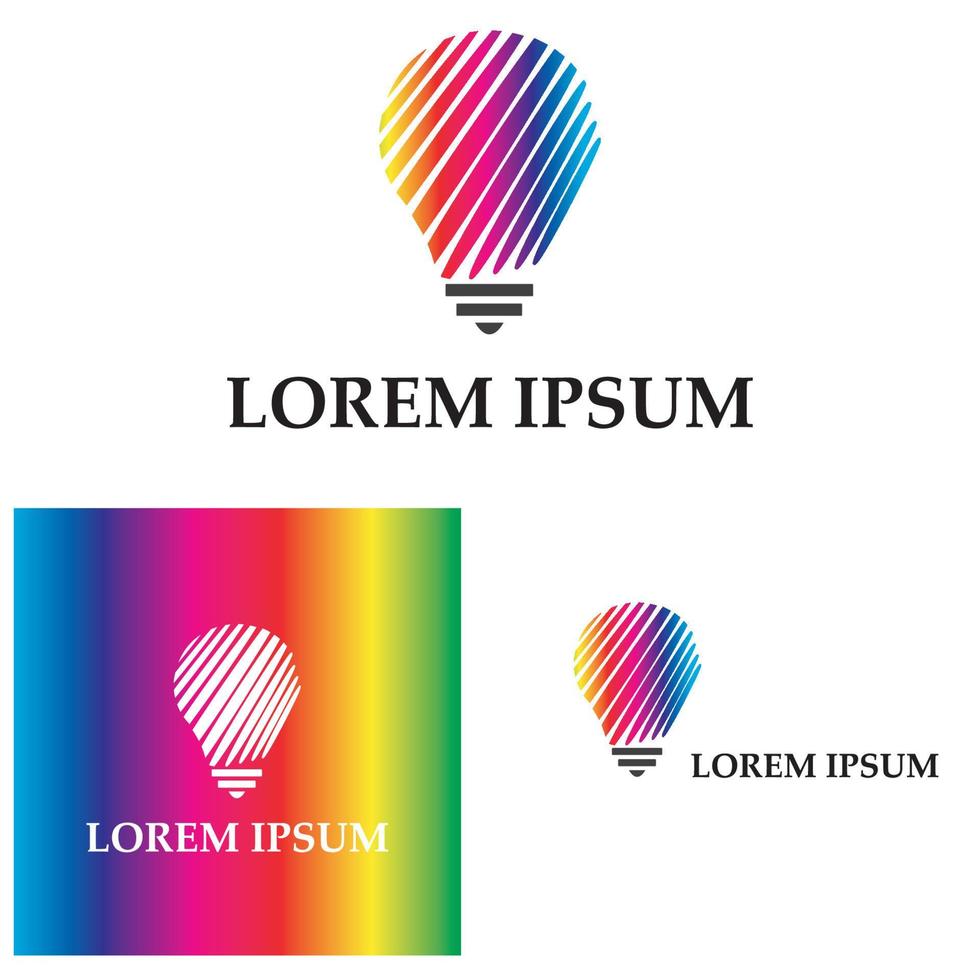 lâmpada colorida logo designs conceito criativo ícone símbolo tecnologia logo bulbo logo designs vetor