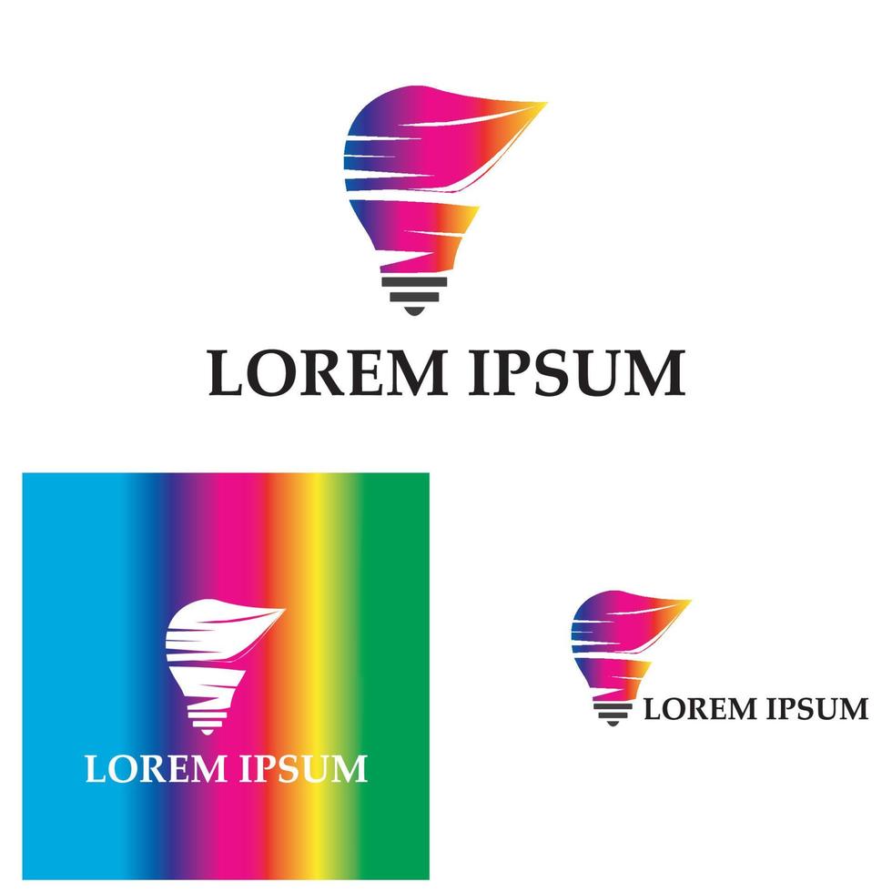 lâmpada colorida logo designs conceito criativo ícone símbolo tecnologia logo bulbo logo designs vetor