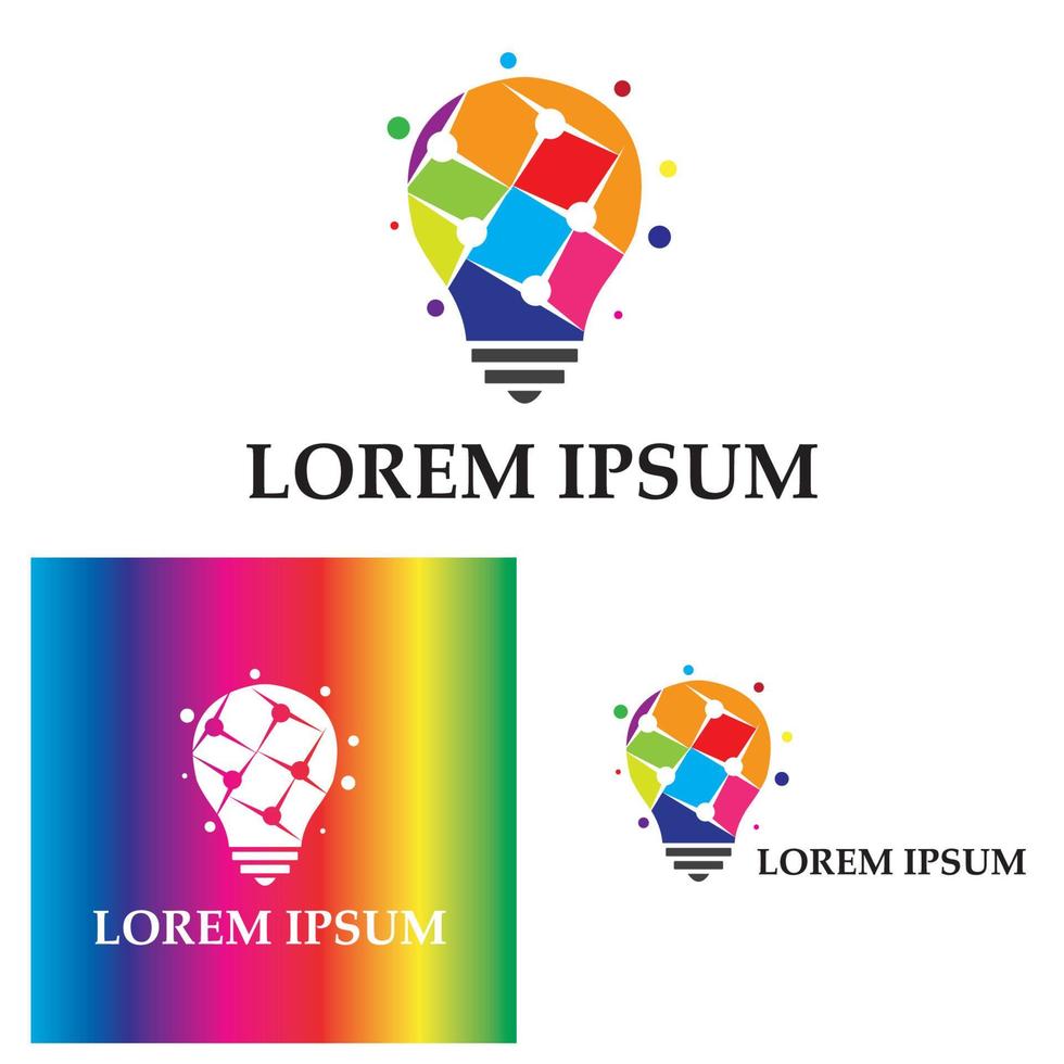 lâmpada colorida logo designs conceito criativo ícone símbolo tecnologia logo bulbo logo designs vetor