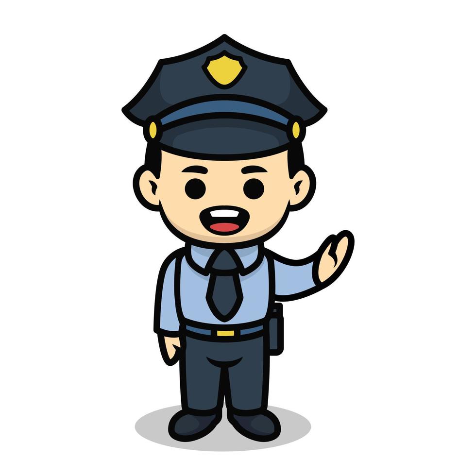 personagem de desenho animado bonito policial vetor