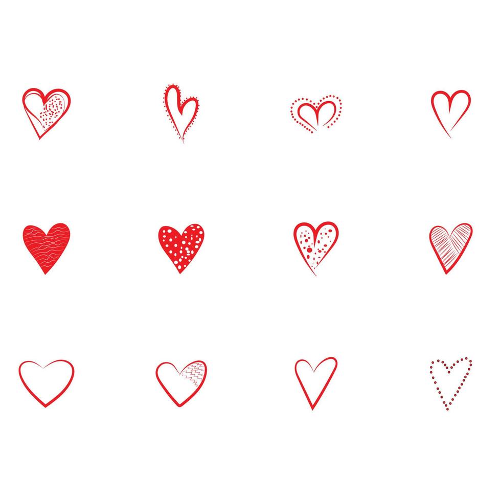 corações desenhados à mão. elementos de design para dia dos namorados. vetor