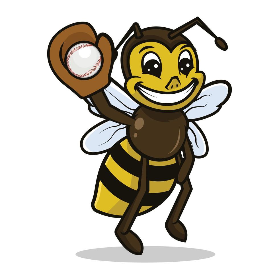 design de mascote de abelha premium vetor