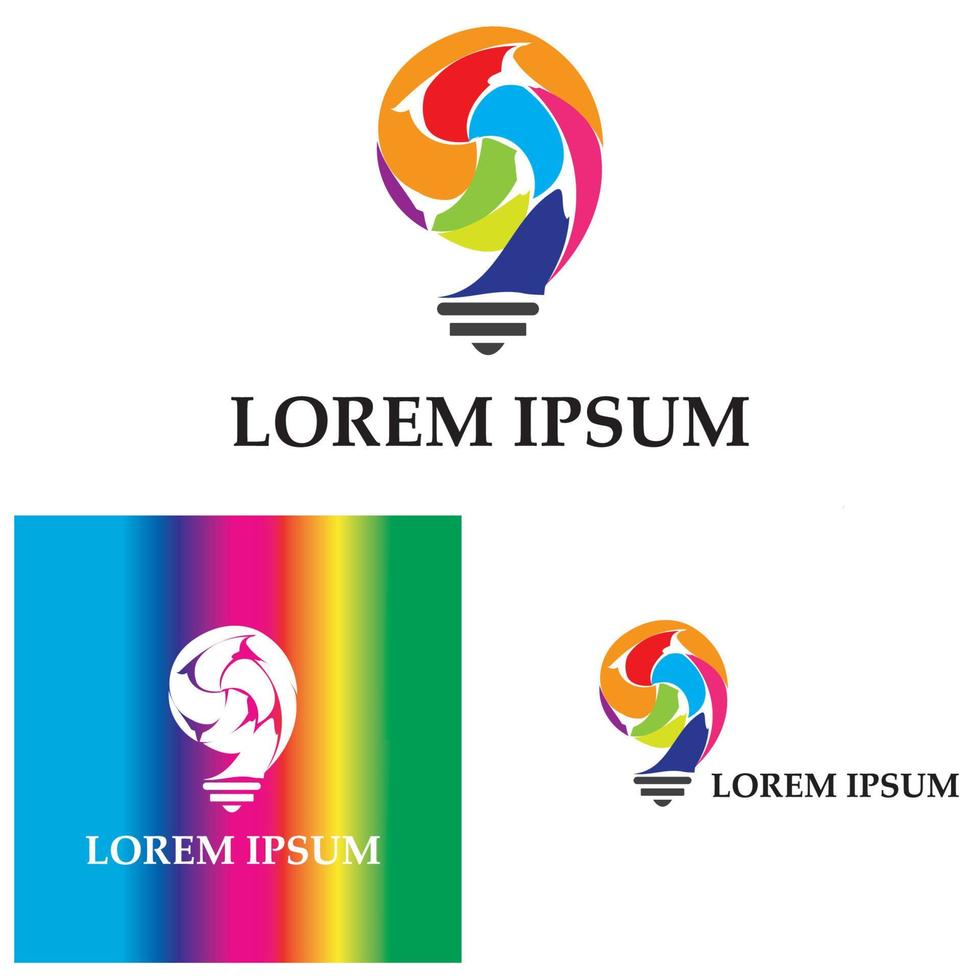 lâmpada colorida logo designs conceito criativo ícone símbolo tecnologia logo bulbo logo designs vetor