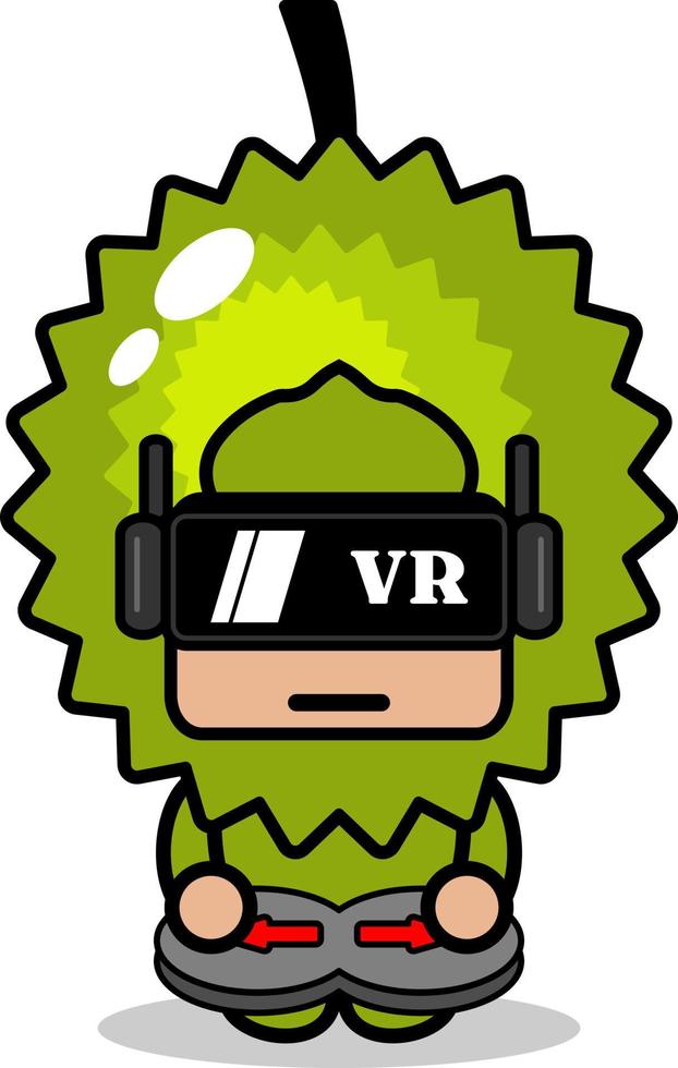 personagem de desenho animado vetor traje de mascote de fruta durian jogando jogo de realidade virtual
