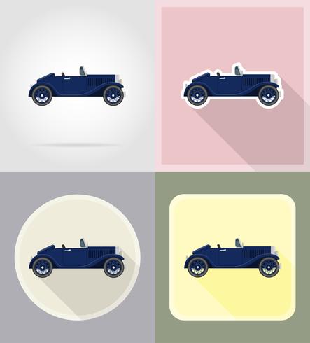 ilustração em vetor ícones antigos carros retrô plana