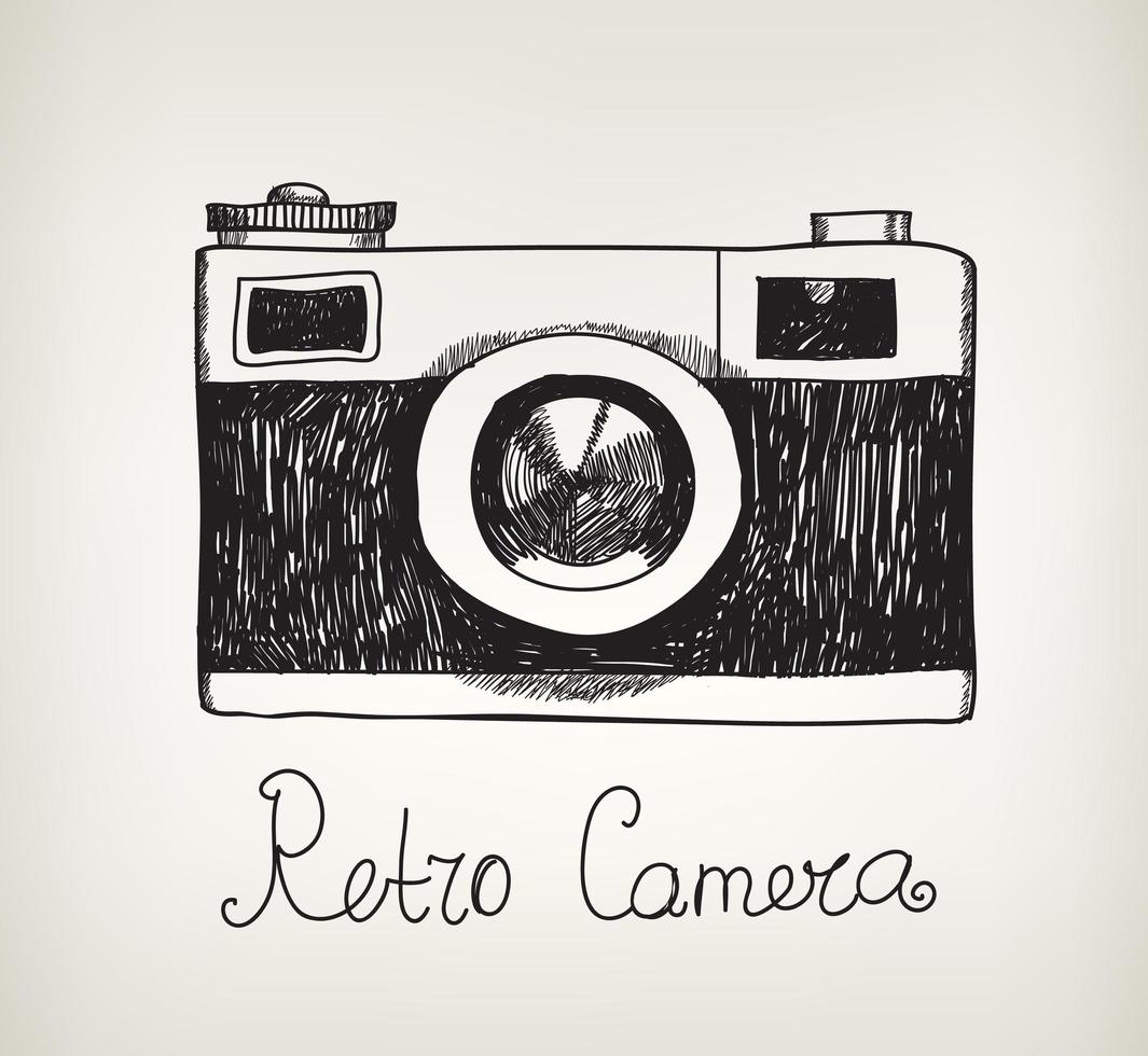 câmera fotográfica de hipster desenhada à mão retrô vector